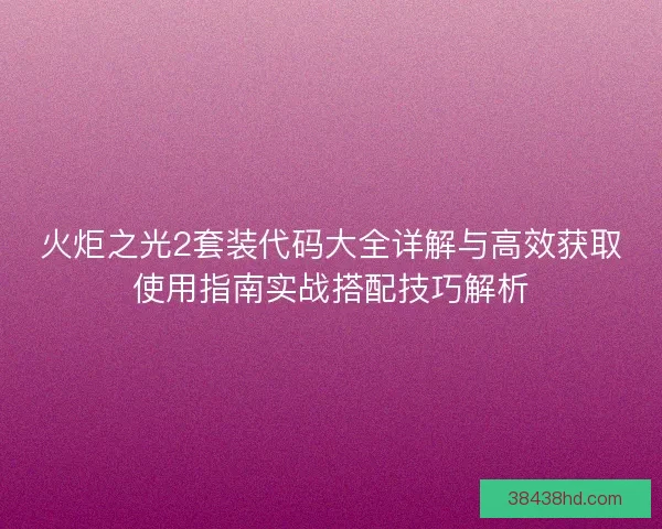 火炬之光2套装代码大全详解与高效获取使用指南实战搭配技巧解析